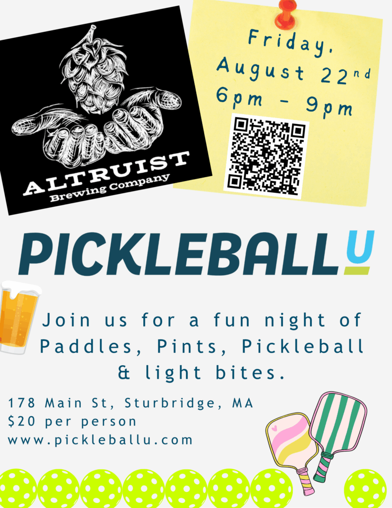 Paddles and Pints Night in Sturbridge PickleballU